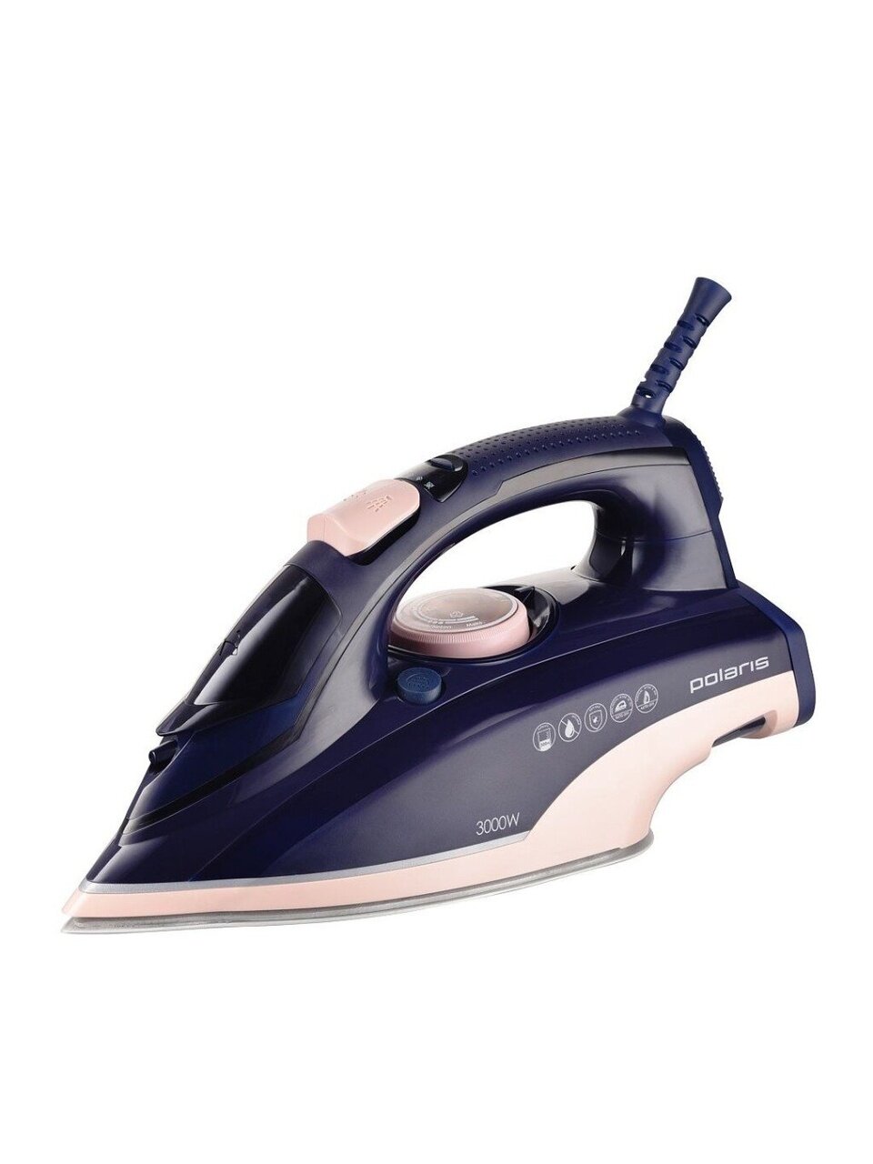 Утюг Polaris, PIR 3074 SG AA, 3000 Вт, керамика, вертикальное отпаривание, противокапельная система, система самоочистки, защита от накипи, 3 м, синий, розовый