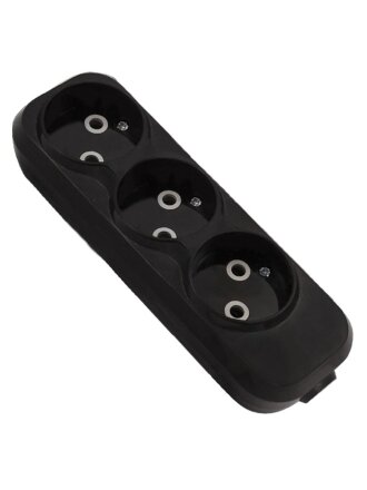 Корпус удлинителя 3 гнезда, 2 полюса, без заземления, 10 А, черный, TDM Electric, Народная, SQ1806-0425