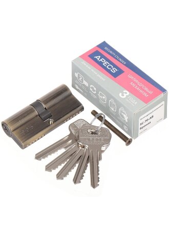 Личинка замка двери Apecs, SC-70-AB (SC-70-Z-AB), 15602, 70 мм, бронза, 35/35