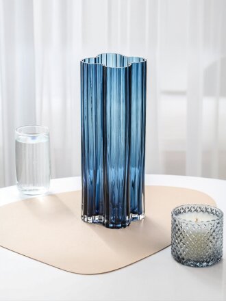 Ваза стекло, настольная, 30х12 см, Квадрат, Y4-11068, синяя