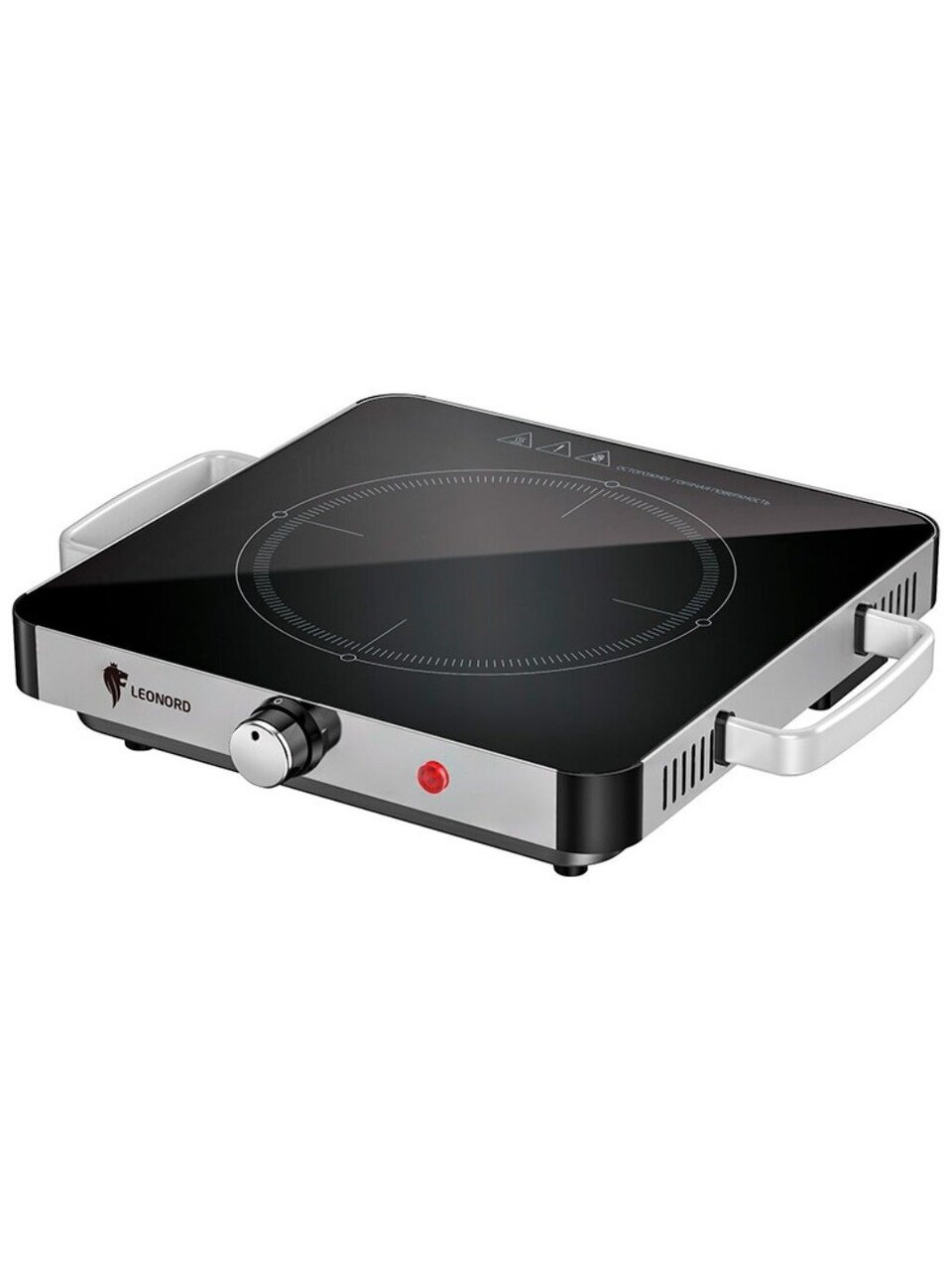 Плита электрическая Leonord, LE-1747, 2000 Вт, 1 конфорка, инфракрасная, стеклокерамика, механическая, переключатель поворотный