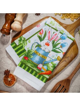 Полотенце кухонное махровое, 38х63 см, 250 г/м2, 100% хлопок, Прятки, Китай