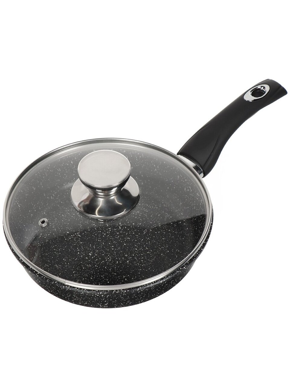 Сковорода литой алюминий, 20 см, антипригарное покрытие, Горница, Гранит, с крышкой, с2052аг