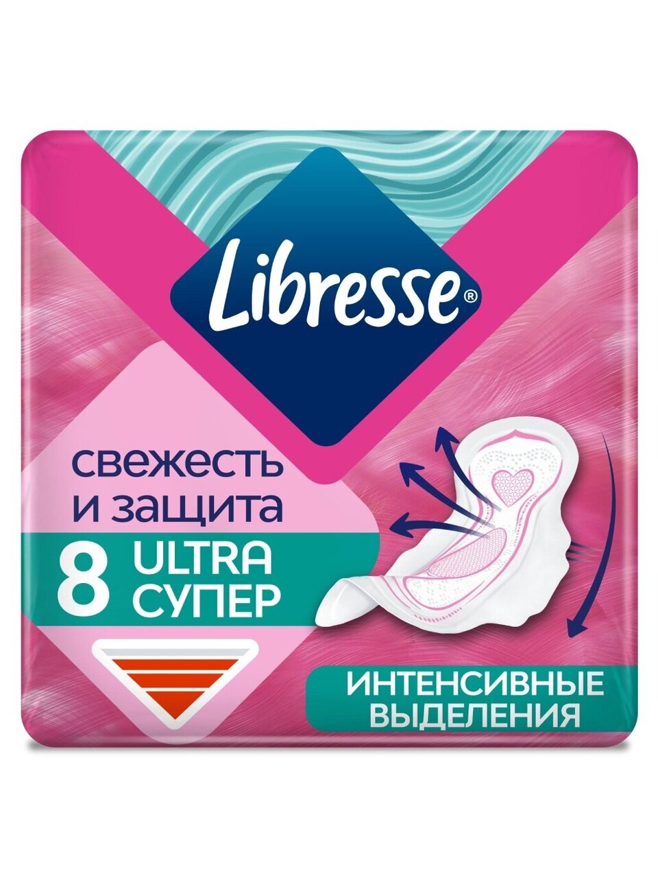 Прокладки женские Libresse, Ultra Super, дневные, 8 шт, мягкая поверхность, 861899