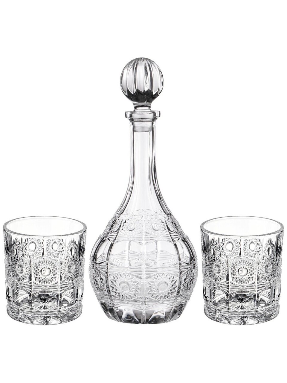 Набор для виски 3 предмета, стекло, штоф + 2 Стакана 950/300 мл, Lefard, Muza Crystal, 195-188