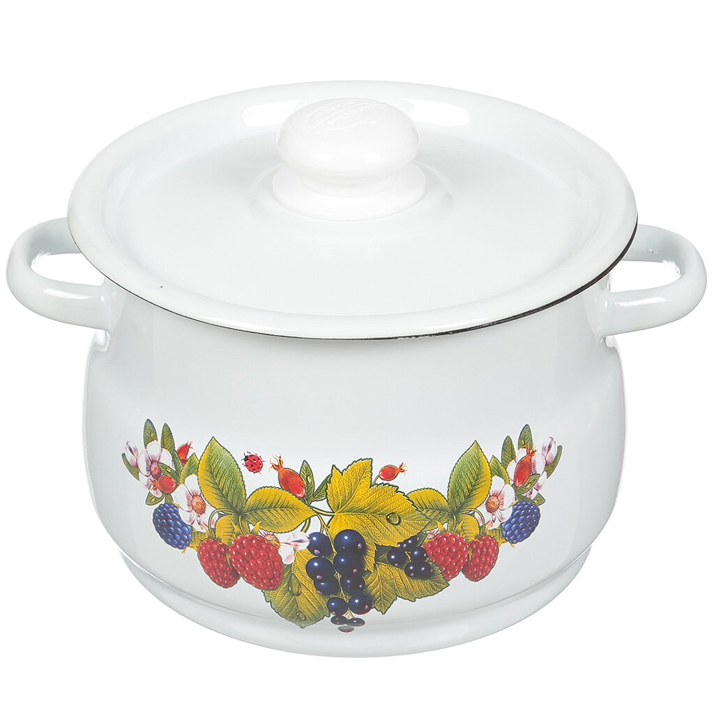 Кастрюля эмалированная сталь, 4 л, крышка сталь, сферический, Сибирские товары, С1912.3, в ассортименте