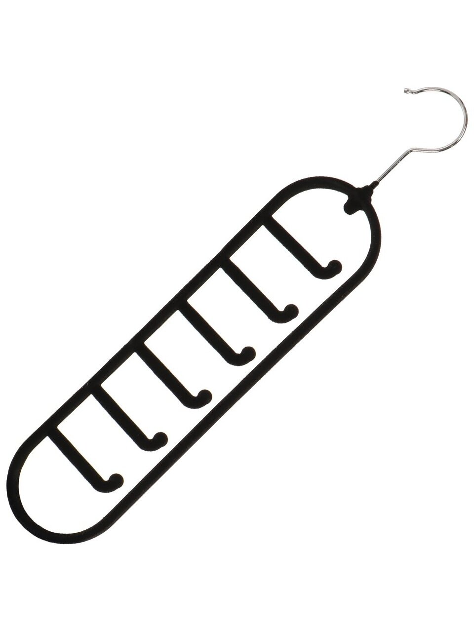 Вешалка-плечики для одежды, 40.5х8 см, флокированная, многоярусная, вертикальная, черная, Y8-2842