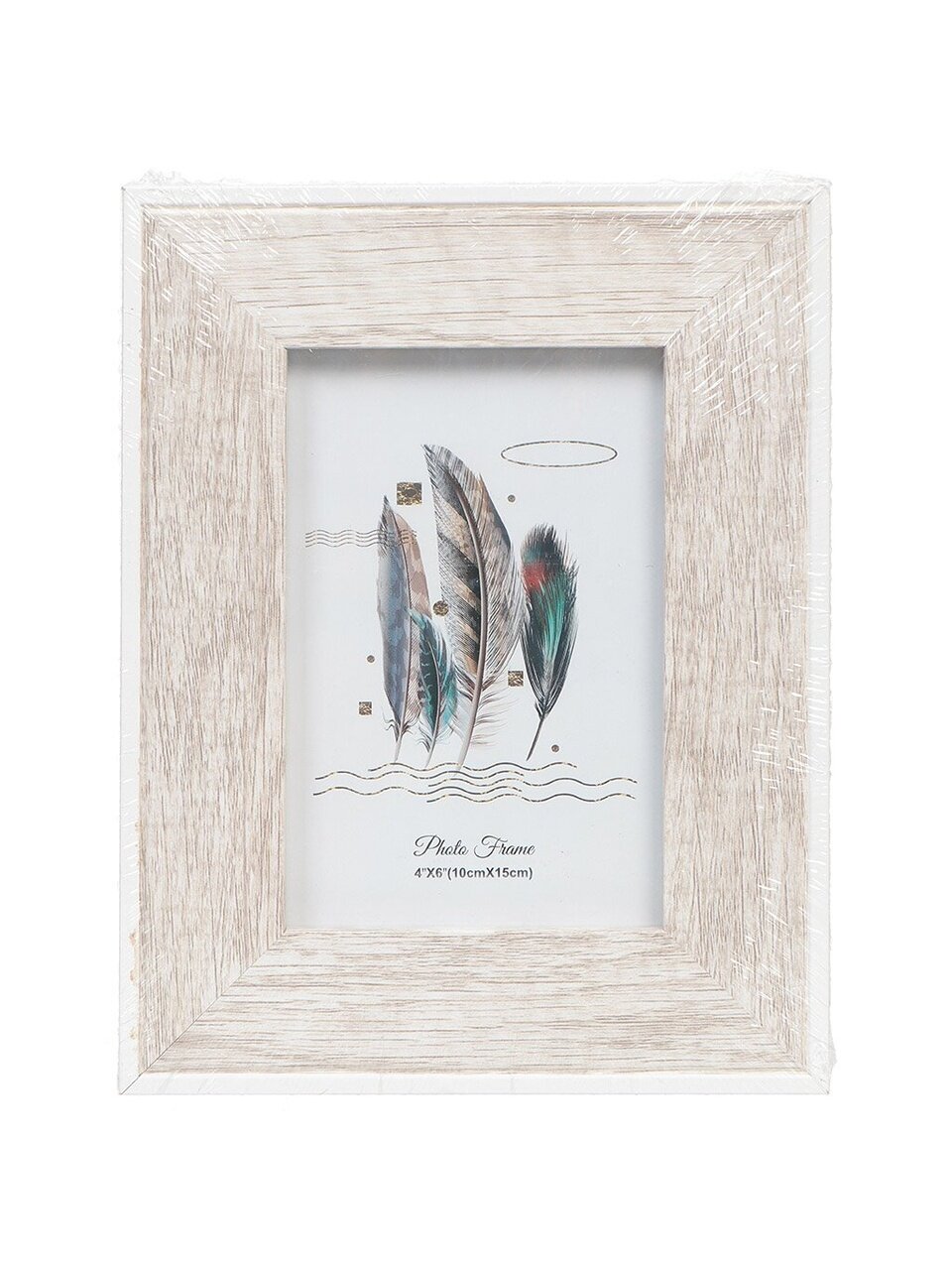 Фоторамка фото 10х15 см, светлое дерево, с белым кантом, Y6-2417