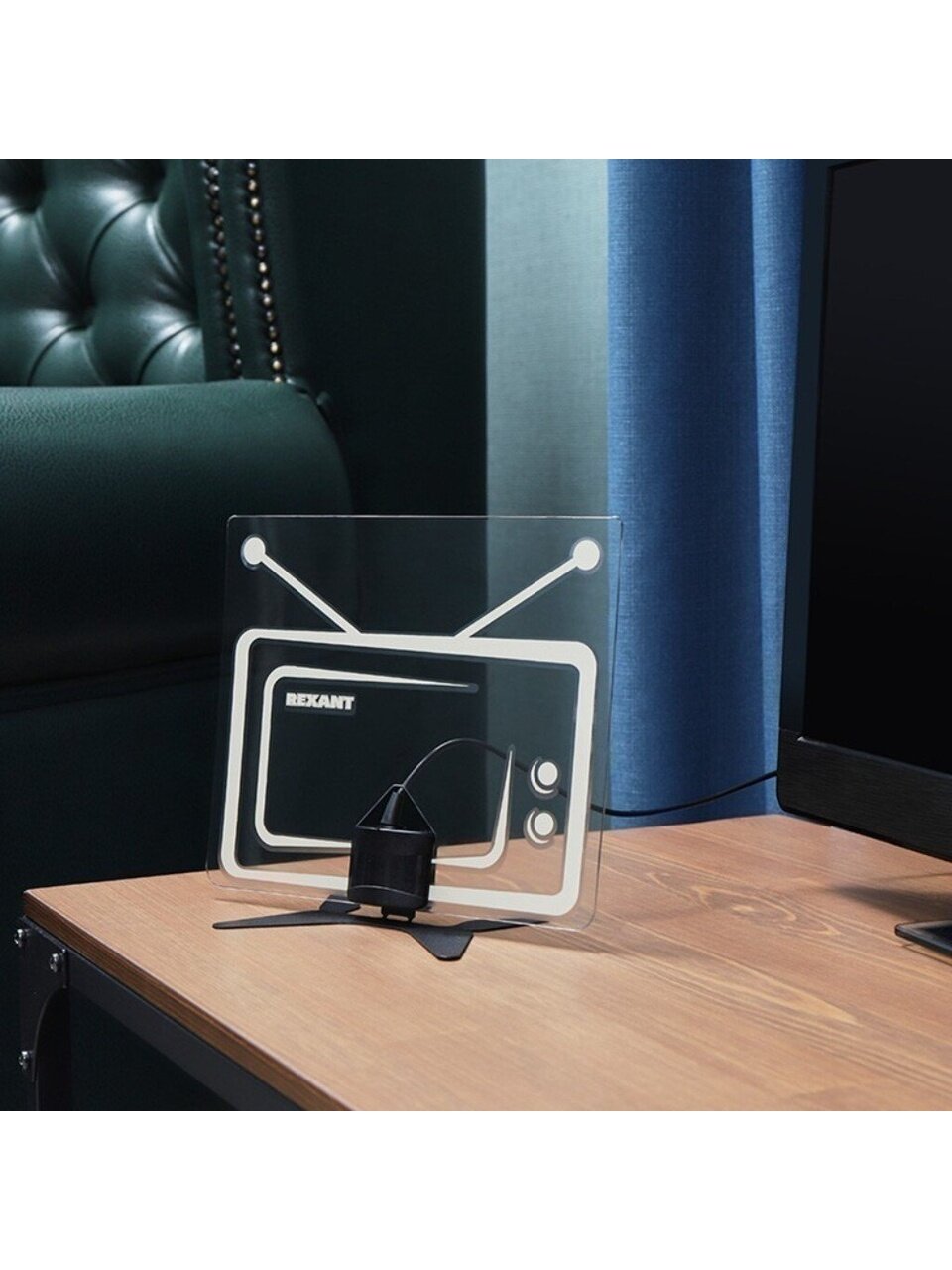 Антенна телевизионная комнатная, 32 дБ, 2 м, Rexant, Активная Ag-719, цифровое DVB-T2/аналоговое ТВ, питание от USB