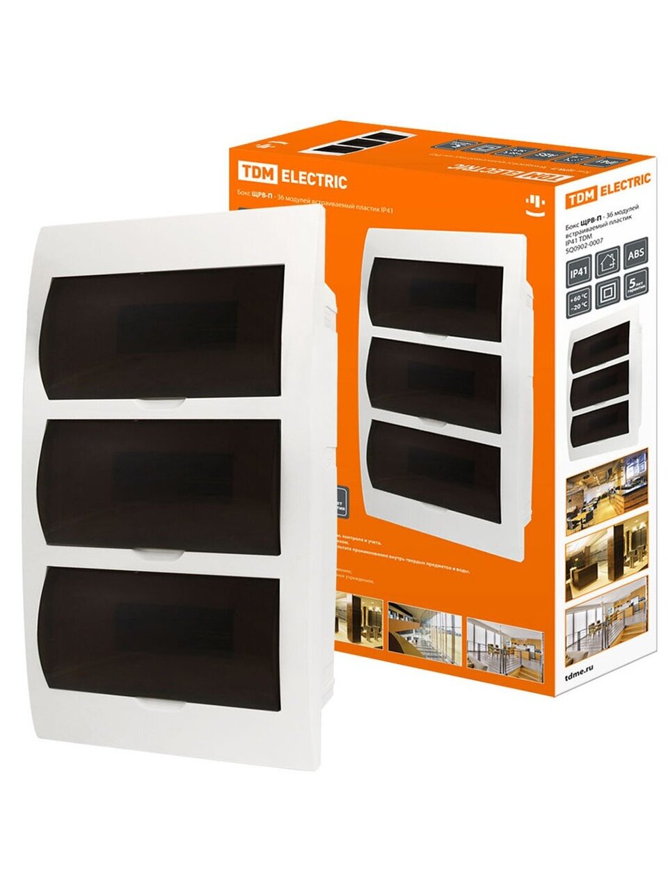 Бокс настенного монтажа встраиваемый, навесной, ЩРВ-П, пластик, TDM Electric, 36 модулей, IP40, SQ0902-0007
