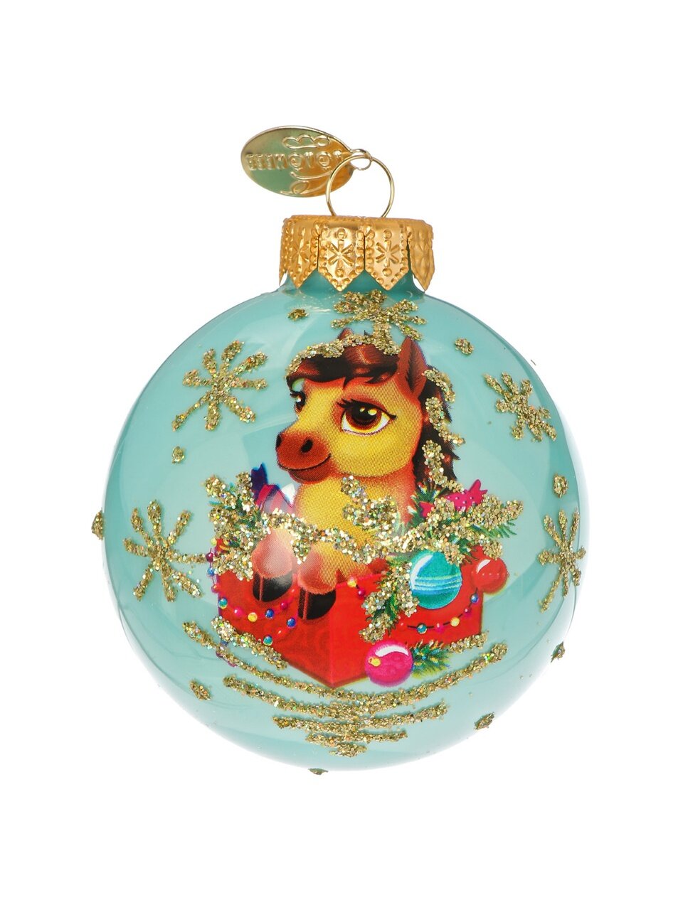 Елочный шар Лошадка новогодняя, 6.5 см, стекло, КУ-65-254016