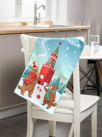 Полотенце кухонное махровое, 30х50 см, 250 г/м2, 100% полиэстер, Новогоднее, Китай, м9070 S