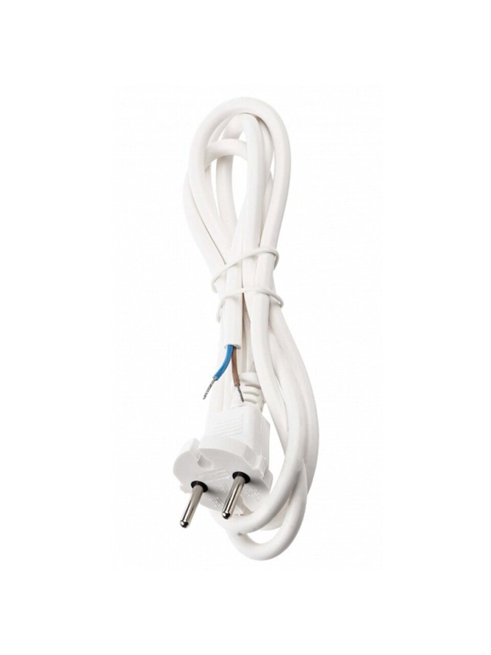 Шнур сетевой с вилкой, TDM Electric, ПВС, 2 жилы, 2х0.75 мм², 1.5 м, белый, без заземления, SQ1305-0071