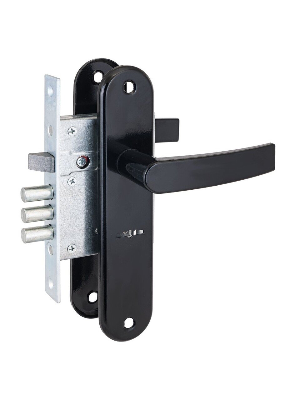 Замок врезной Просам, ЗВ 9-6/13, 77 305, 4395, ручка в комплекте, сувальдный, черный