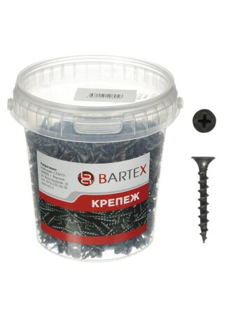 Саморез по дереву и гипсокартону, диаметр 3.5х32 мм, 1000 шт, банка, Bartex