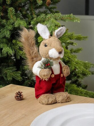 Фигурка декоративная полиэстер, Бельчонок в комбинезоне, 20х38 см, Y4-9404