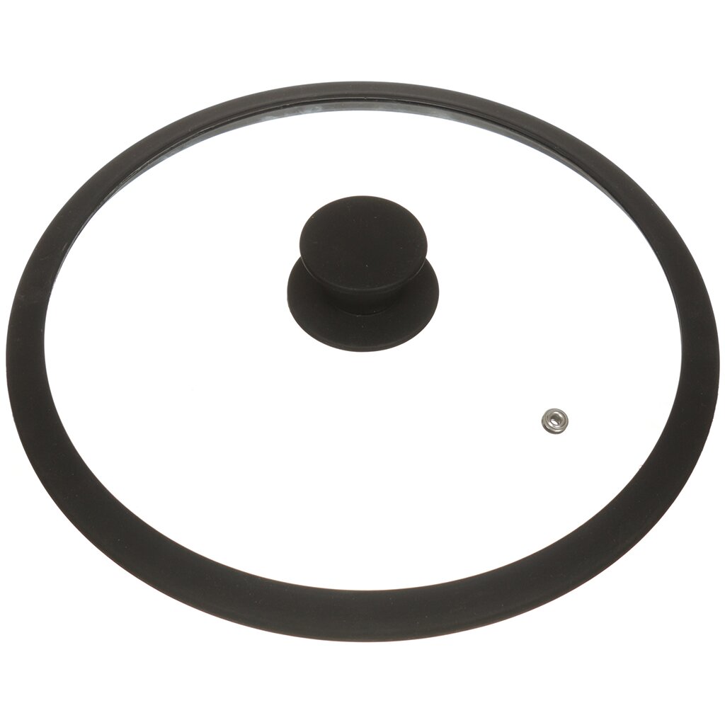Крышка для посуды стекло, 26 см, Daniks, черная, с силиконовым ободом, HA223B