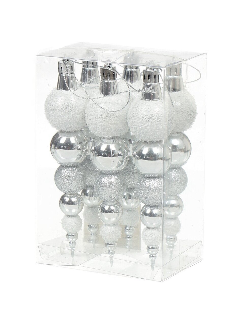 Набор елочных украшений 6 шт, серебро, 14 см, пластик, SY18CBB-276/SYQC-0119205