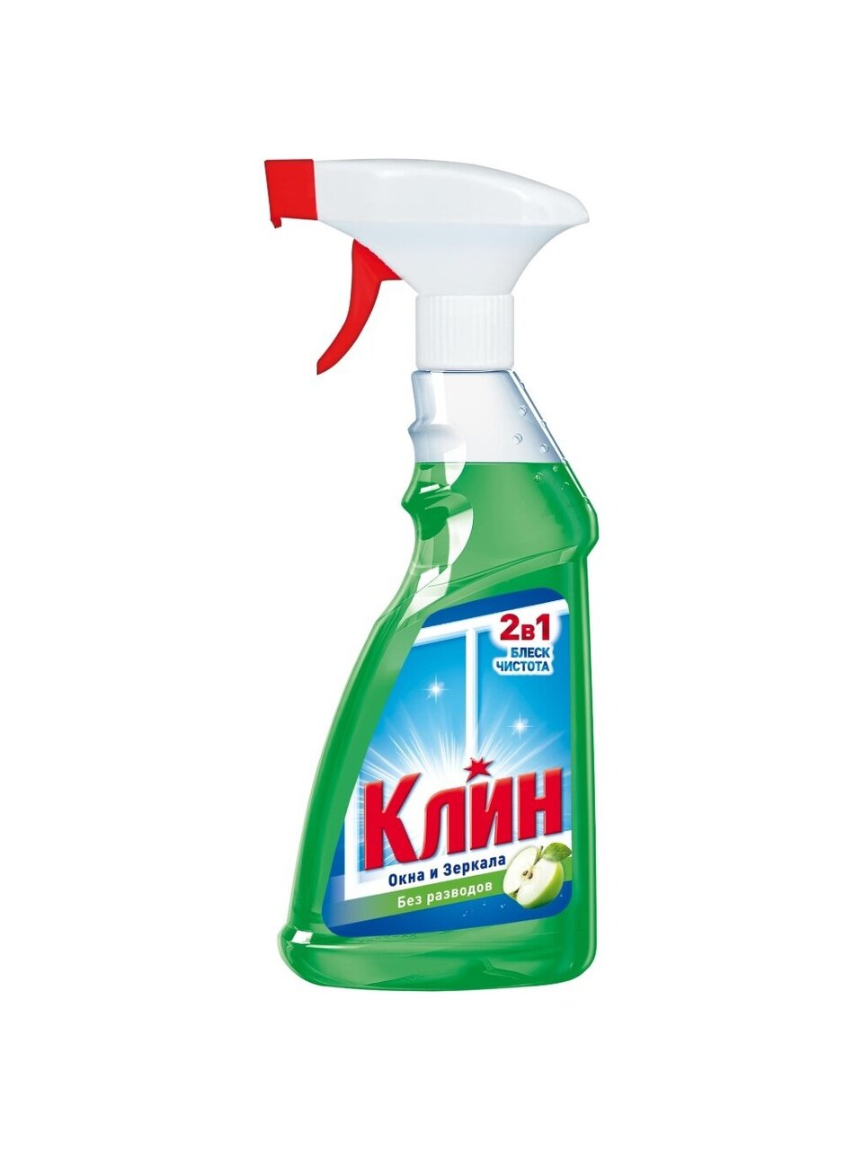 Средство для окон и зеркал Клин, Яблоко, 500 мл