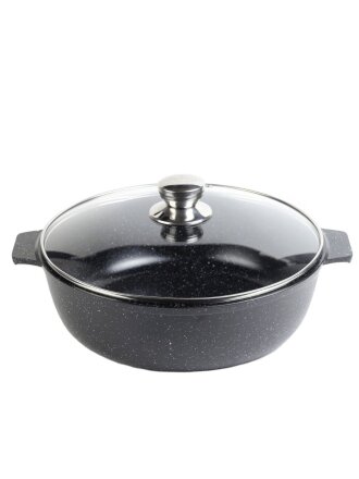 Жаровня алюминий, 26 см, 3 л, антипригарное покрытие, Алтей, Granit Perfection black, 09-0350-310, с крышкой