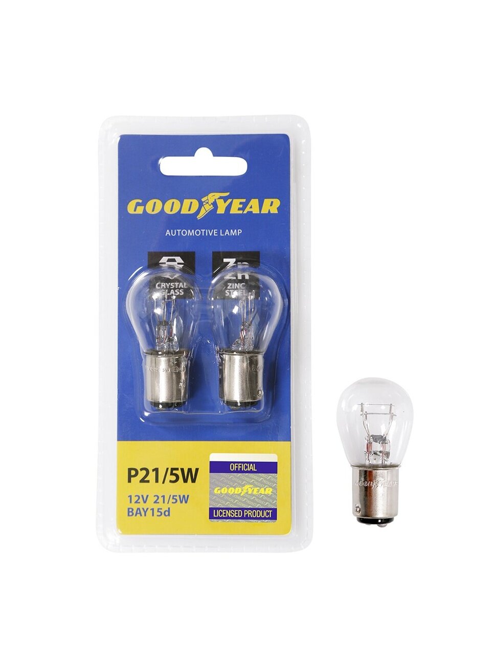 Лампа автомобильная Goodyear, GY012216, P21/5W 12V 21/5W BAY15d, 2 шт