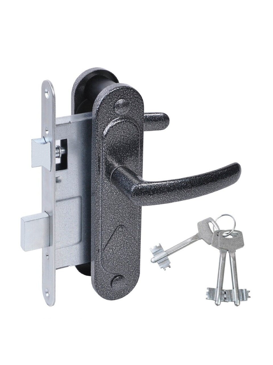 Замок врезной Абсолют, ЗВ9.2-08, БП-00013523, ручка в комплекте, сувальдный, универсальный, серебро-антик