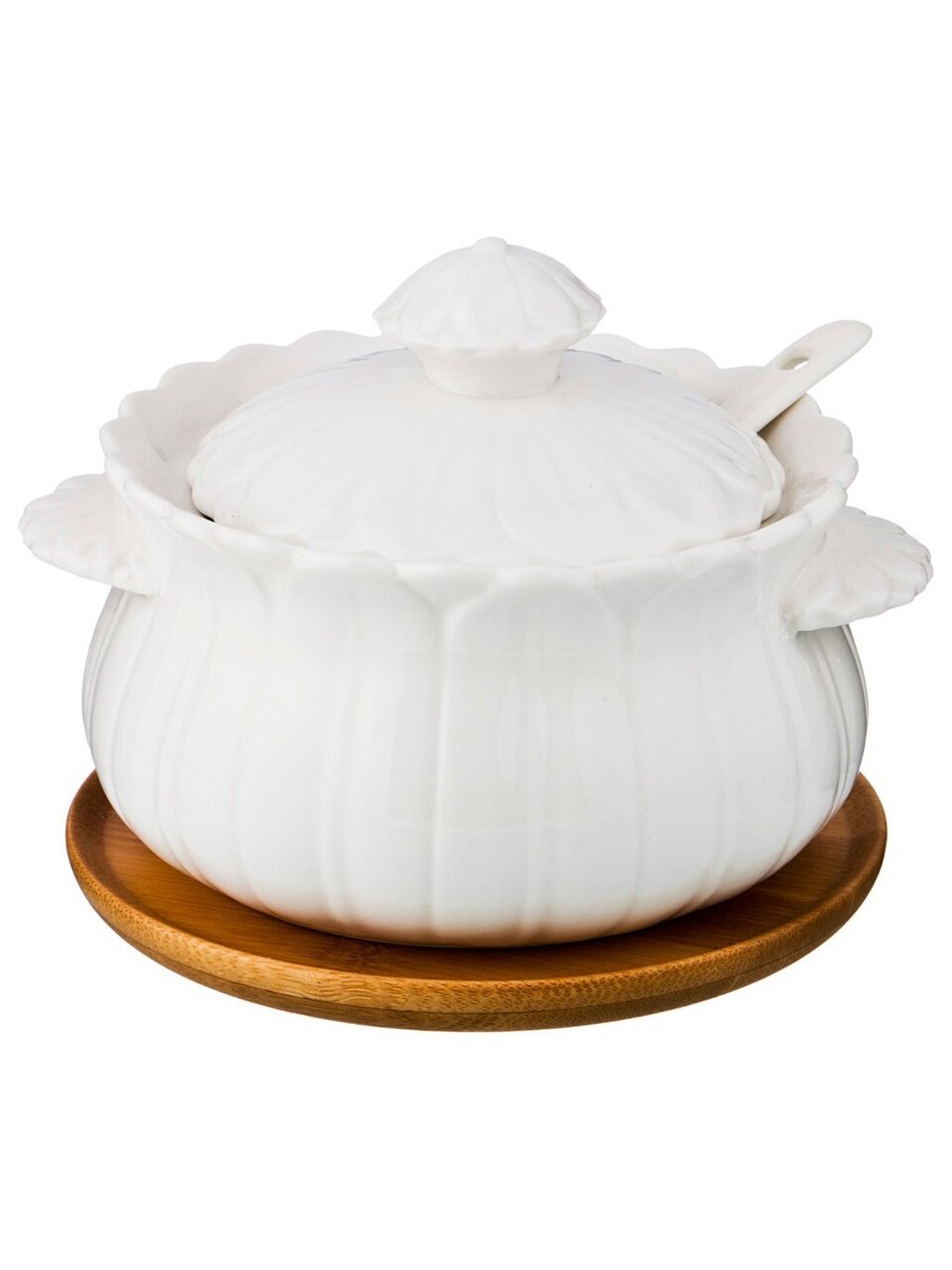 Сахарница 300 мл, фарфор, 12х12х10 см, с ложкой, Lefard, Native, 587-126