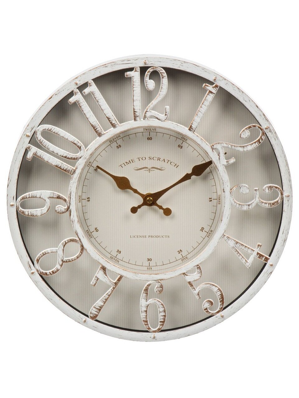 Часы настенные, 30 см, круглые, стекло, пластик, белые, A250050