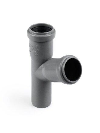 Тройник канализационный 50х50 мм, 67 °, РосТурПласт, серый, 36309