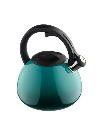 Чайник нержавеющая сталь, 2.8 л, со свистком, зеркальный, Катунь, индукция, бирюзовый, КТ-138T