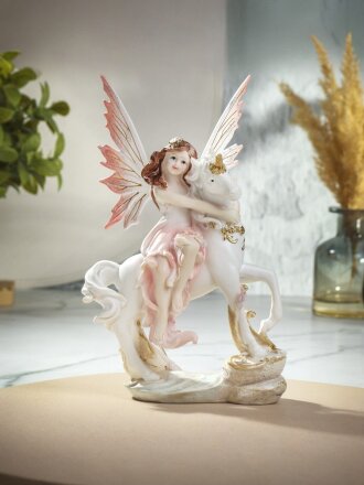Фигурка декоративная полистоун, Фея с единорогом, 15х9х24 см, Y4-9097