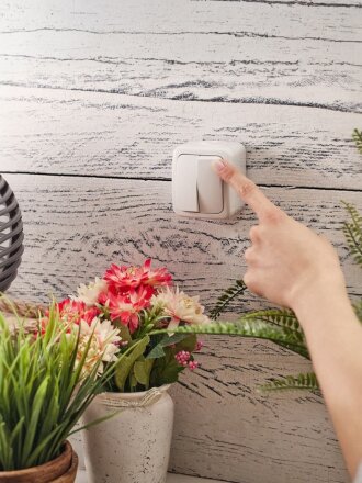Выключатель открытой установки, двухклавишный, 16 А, 220-250 В, керамика, IP54, белый, Kranz, Mini, KR-78-0602