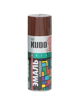 Эмаль аэрозольная, KUDO, универсальная, алкидная, глянцевая, коричневая, 520 мл, KU-1012