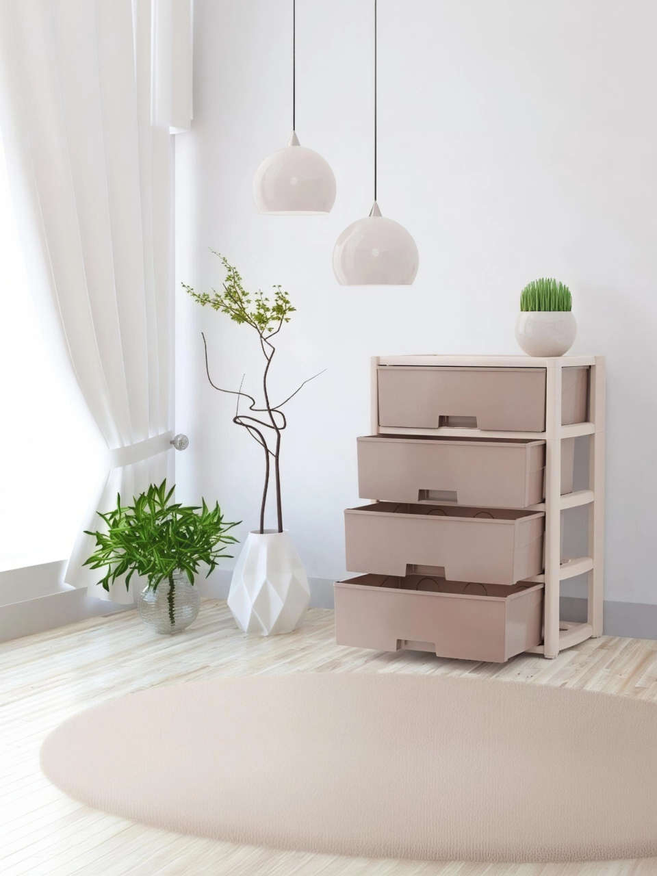 Комод 4 ящика, Колорит, 56х39х81 см, бежевый, широкий, М8759, Альтернатива