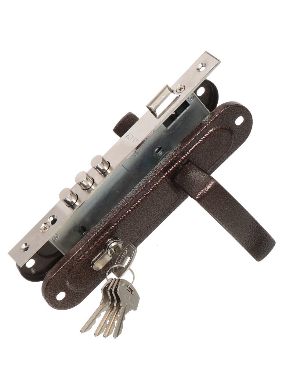 Замок врезной Зенит, ЗВ4-85.3-02, БП-00009847, ручка в комплекте, цилиндровый, медный