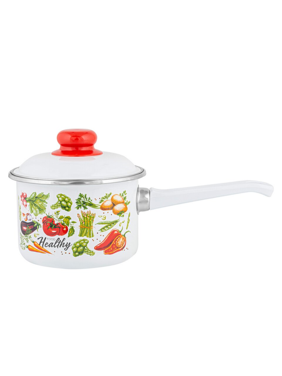 Ковш сталь, эмалированное покрытие, 1.5 л, крышка сталь, стальная ручка, индукция, Appetite, Veggies, 1RD144M