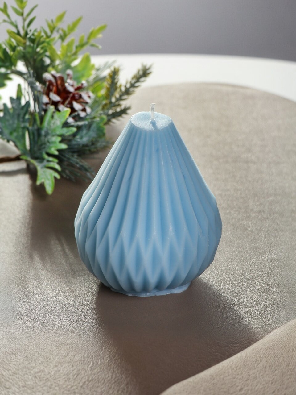 Свеча декоративная, 12х8.5 см, фигурная, голубая, парафин, A330026