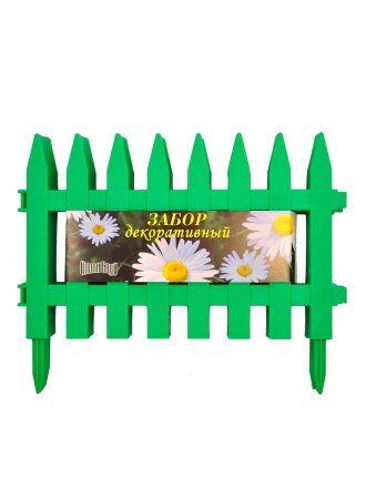 Забор декоративный пластмасса, Palisad, Частокол №1, 28х300 см, зеленый, ЗД01