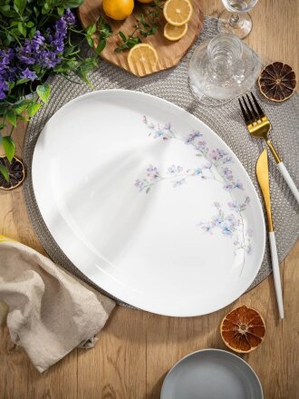 Блюдо стеклокерамика, овальное, 20 см, белое, Флер, Daniks, LPKYP-130/ 220804