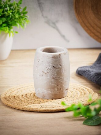 Стакан для зубных щеток, 7.6x9.8 см, полистоун, Бони, BRE0508BA-TB