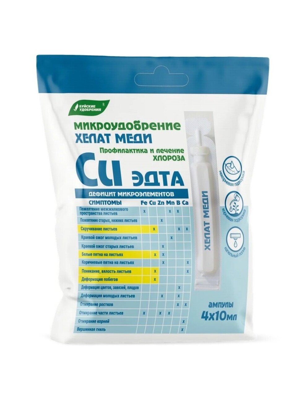Удобрение Микроудобрение, Хелат меди, 4 шт, 10 мл, БХЗ