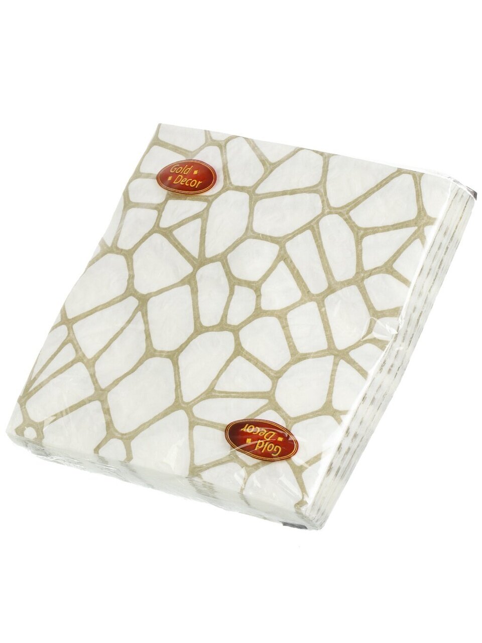 Салфетки бумажные Gold Decor, Золотая вуаль на белом, 20 шт, 3 слоя, 33х33 см