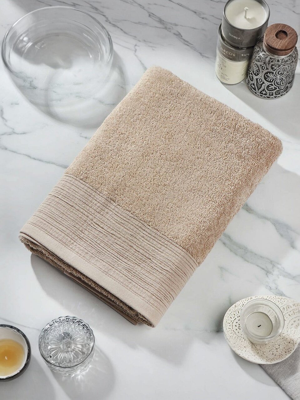 Полотенце банное 50х90 см, 100% хлопок, 450 г/м2, Эден, Silvano, кремовое, Узбекистан