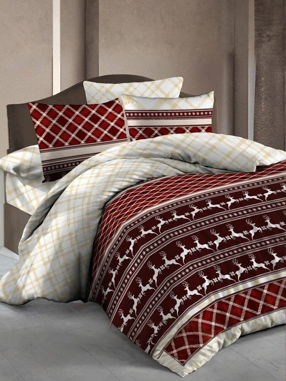 Постельное белье евро, простыня 200х215 см, 2 наволочки 70х70 см, пододеяльник 200х215 см, Василиса, бязь, Шотландия 9394/1