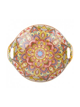 Блюдо фарфор, 22.5х20.5х4.5 см, с ручками, оранжевое, Arabesque, Nouvelle Home, 860092