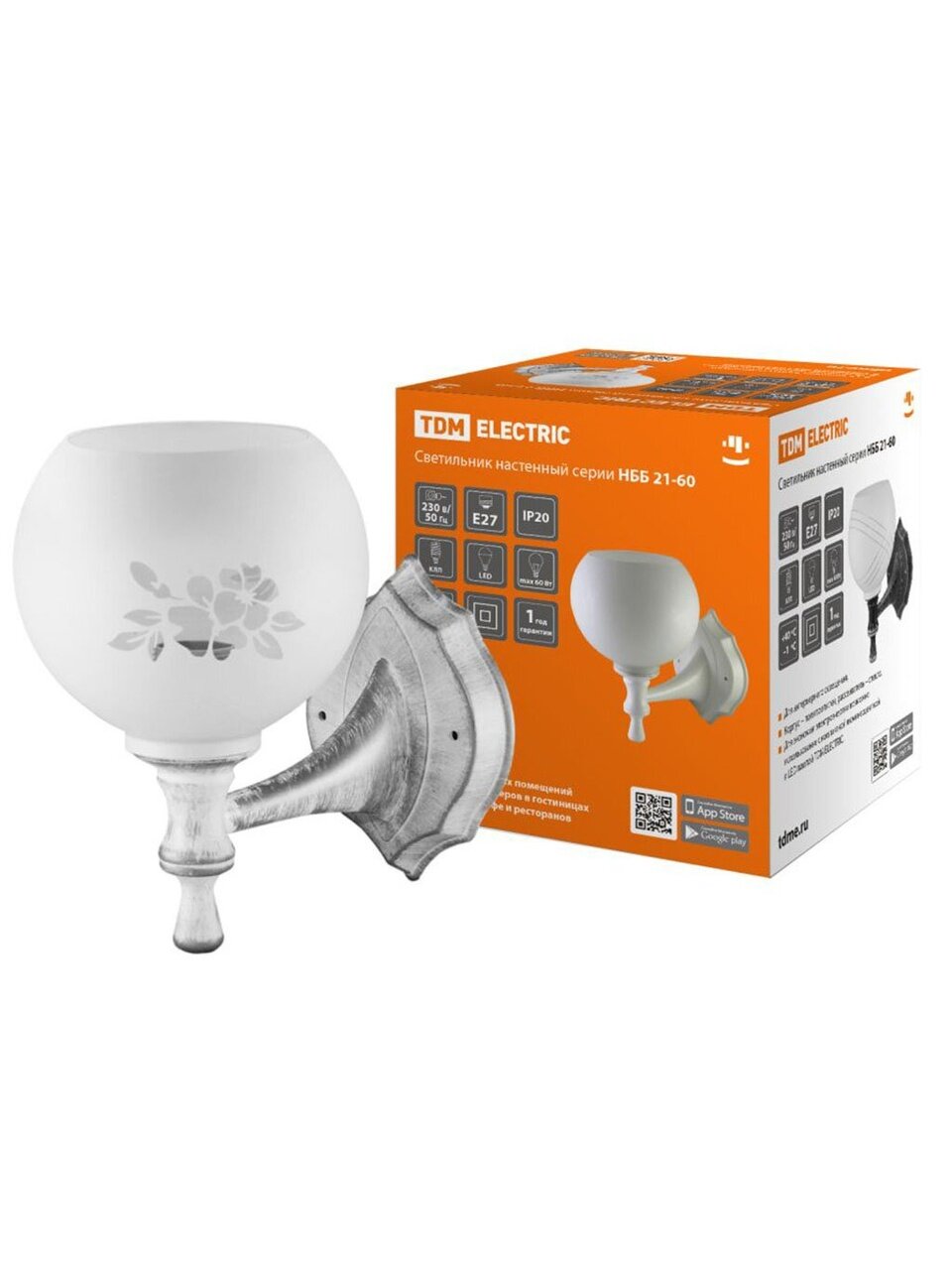 Светильник TDM Electric, НББ 21-60-1321 УХЛ4 Цветы, 60 Вт, E27, на 1 лампочку, IP20, белый, SQ0370-0203
