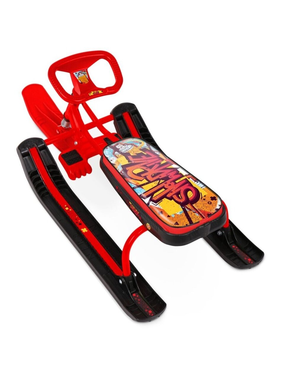 Снегокат Nika, Тимка спорт 1+, ТС1+/GR, 54 см, Граффити, красный, красный каркас, спортивный руль, трос