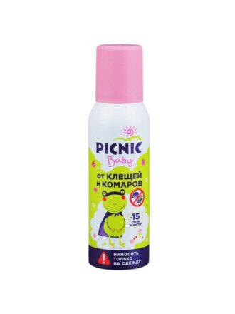Репеллент от комаров, клещей, аэрозоль, для детей, Picnic, Baby, 125 мл, 46 00104 03100 7