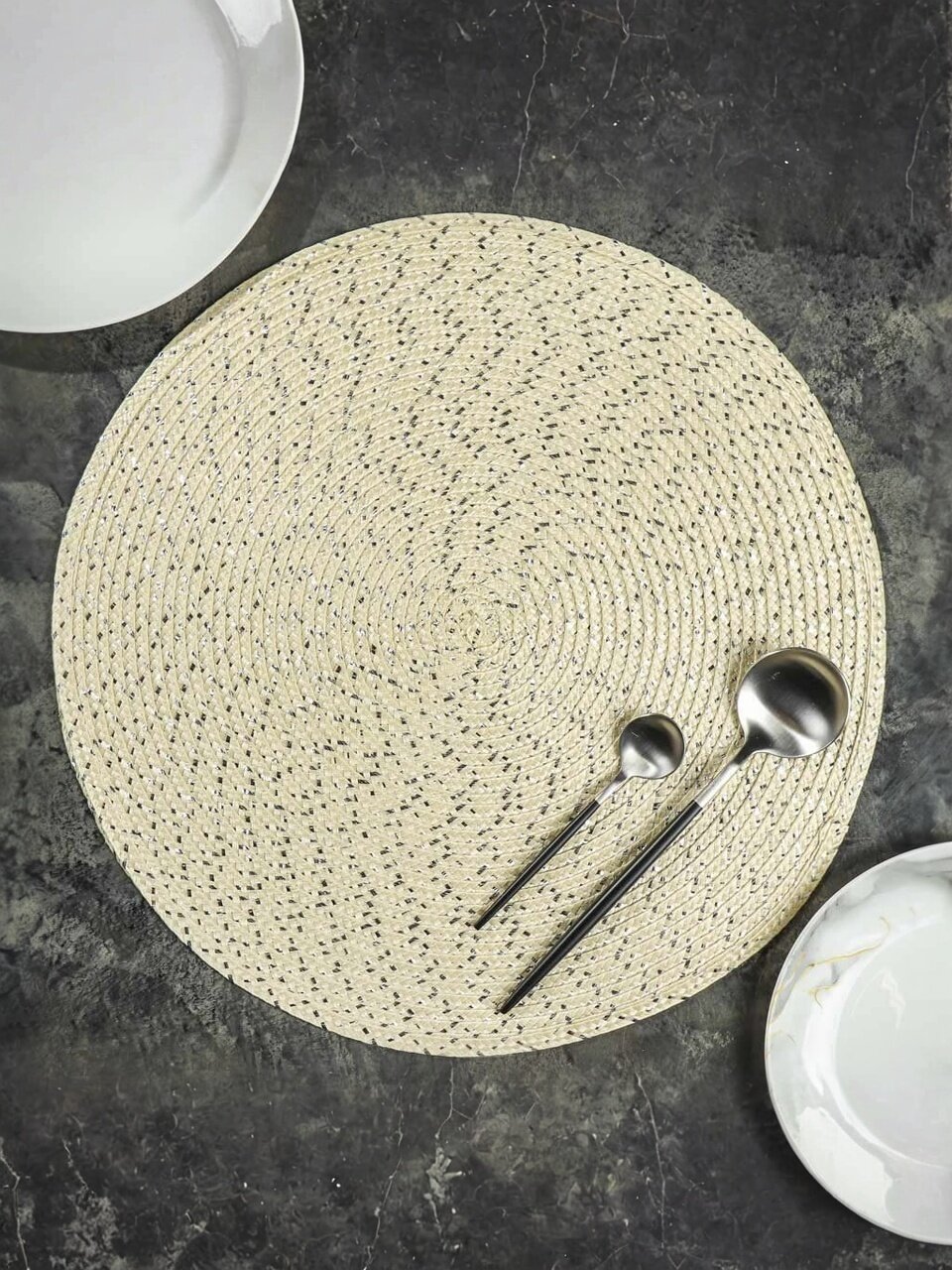 Салфетка для стола полимер, 38х38 см, круглая, светло-серая, Y4-7181