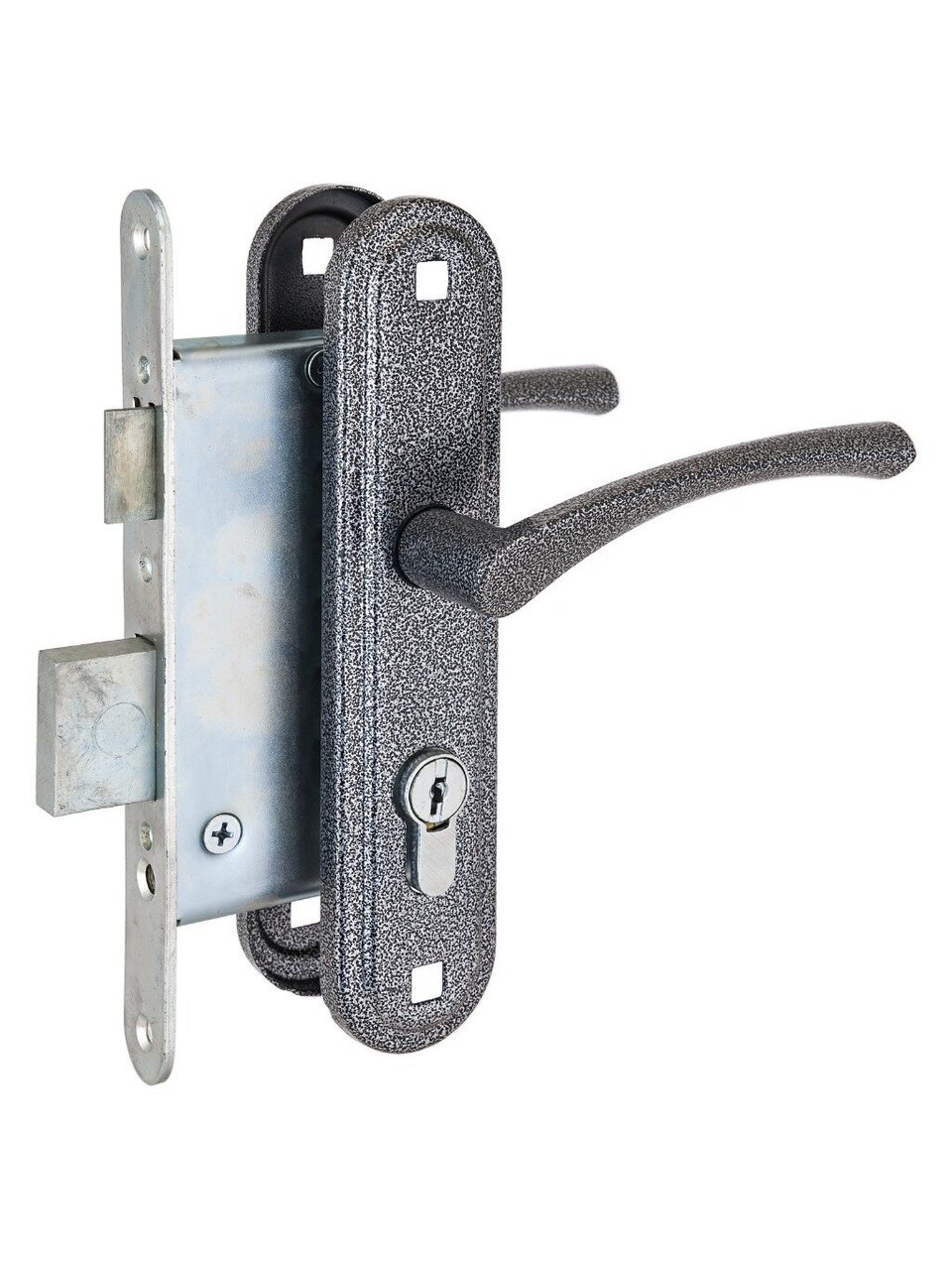 Замок врезной Стандарт, ЗВ4-3.07С, 7426, ручка в комплекте, серебро
